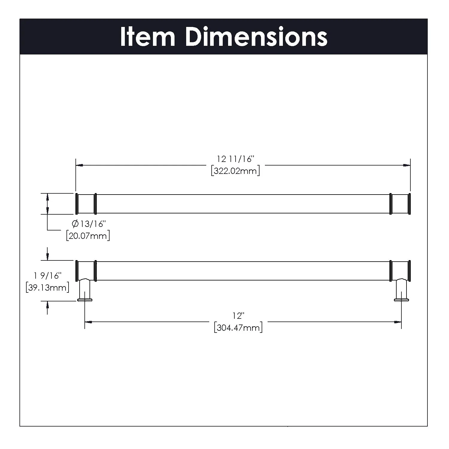 12 inch (305mm) Midway Cabinet Pull