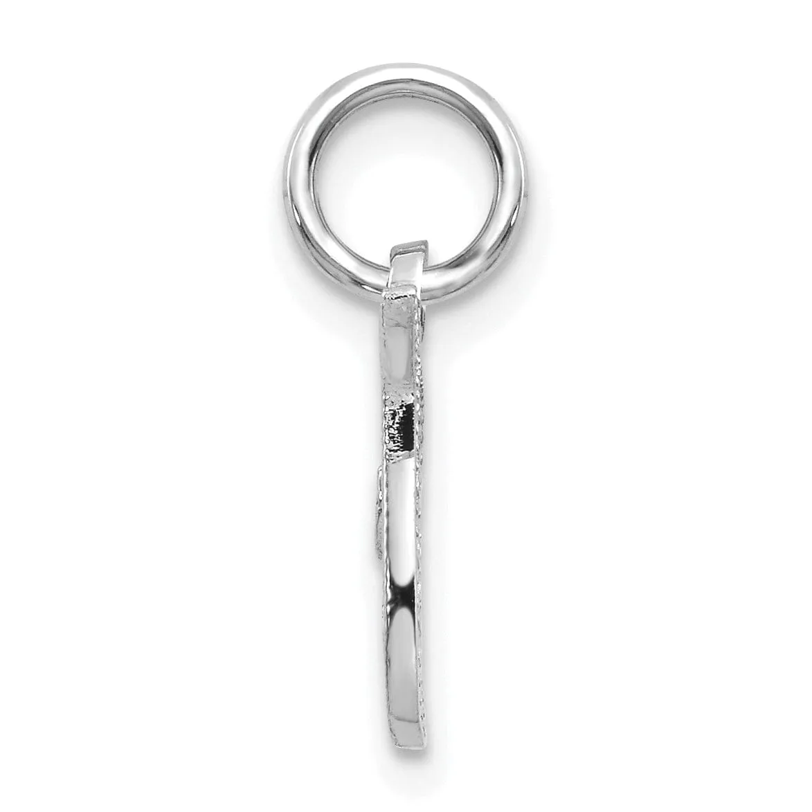 14K White Gold Small Size Casted Script Design Letter T Initial Charm Pendant