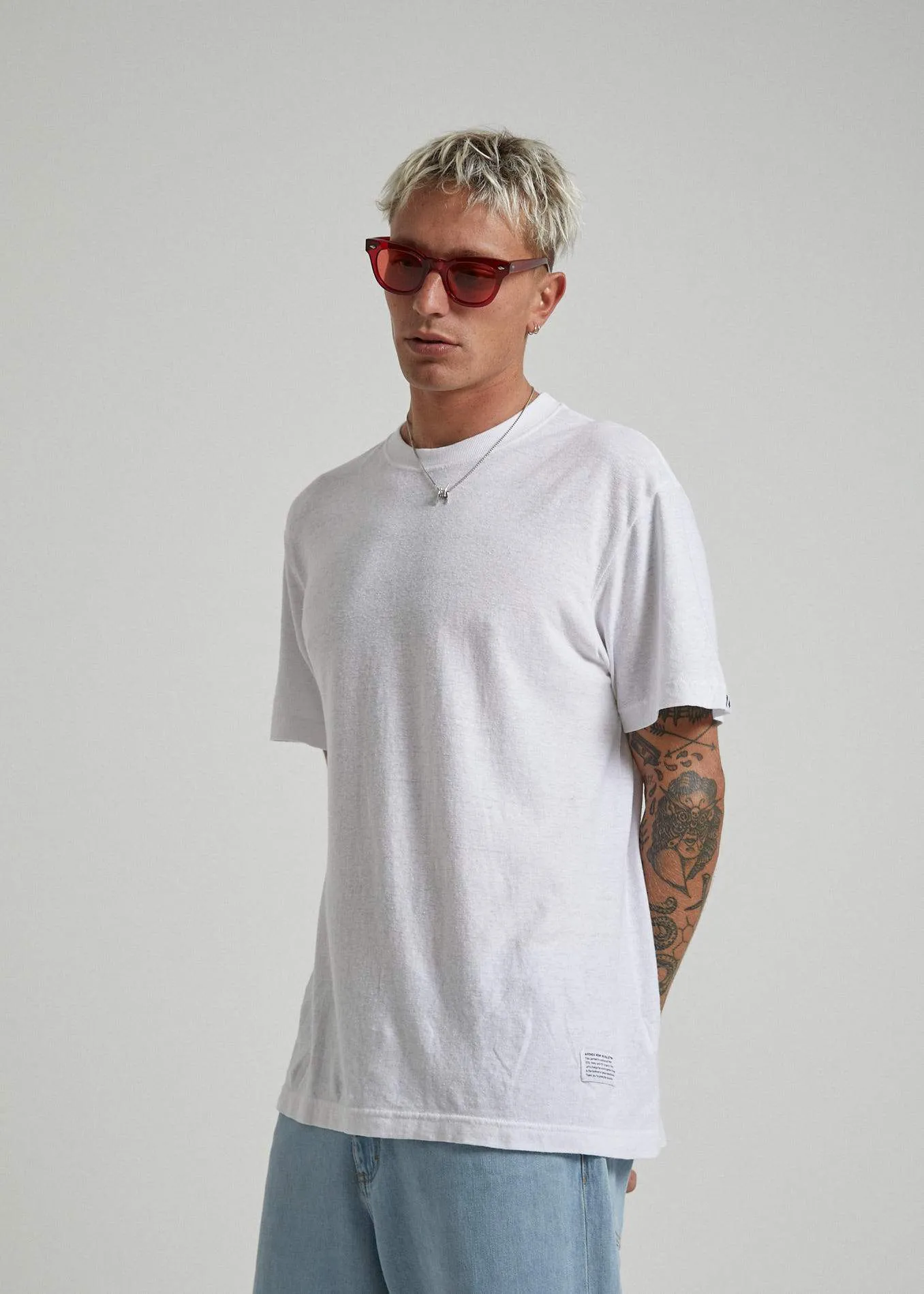 Afends Mens New Order - Hemp Retro Fit Tee - White