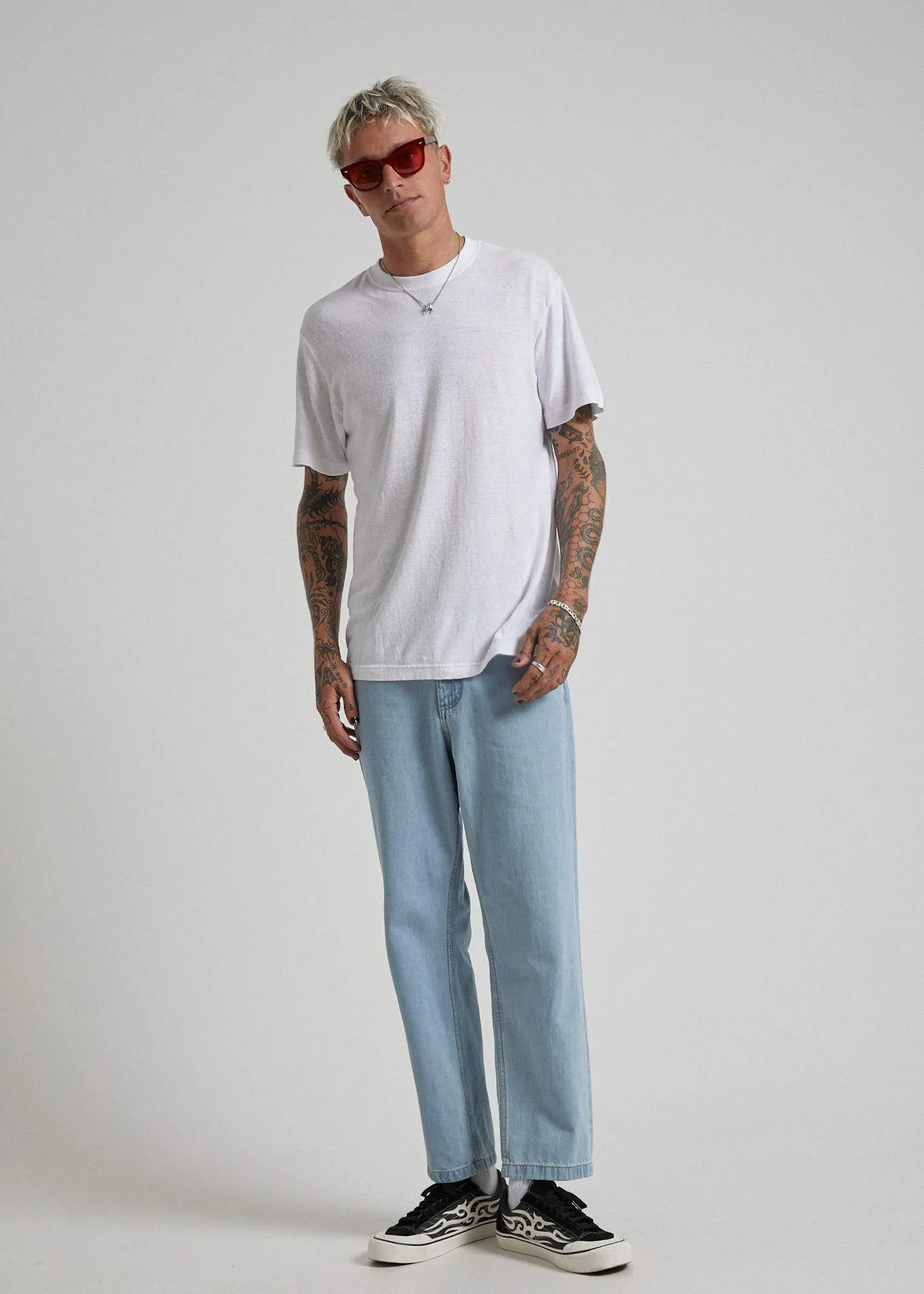 Afends Mens New Order - Hemp Retro Fit Tee - White