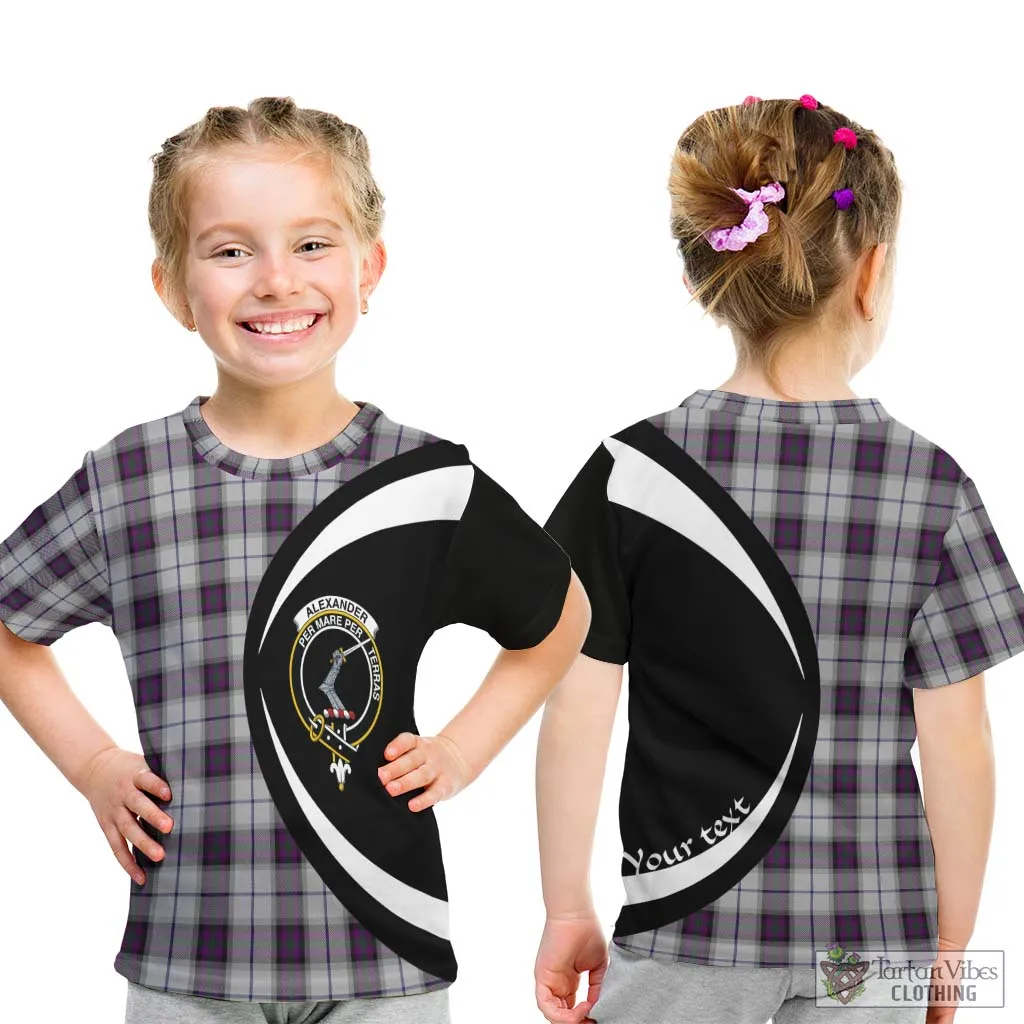 Alexander of Menstry Dress Tartan Kid T-Shirt with Family Crest Circle Style