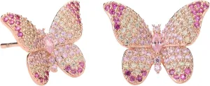 ANN BABIC CZ Butterfly Stud Earrings for Women - Cubic Zirconia Paved Butterfly Earrings - Butterfly Earrings Plated in Gold