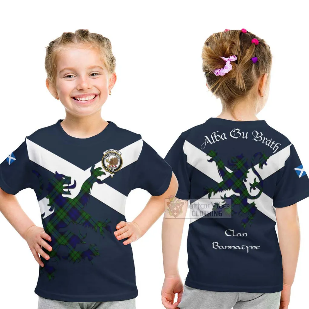 Bannatyne Tartan Lion Rampant Kid T-Shirt Proudly Display Your Heritage with Alba Gu Brath and Clan Name