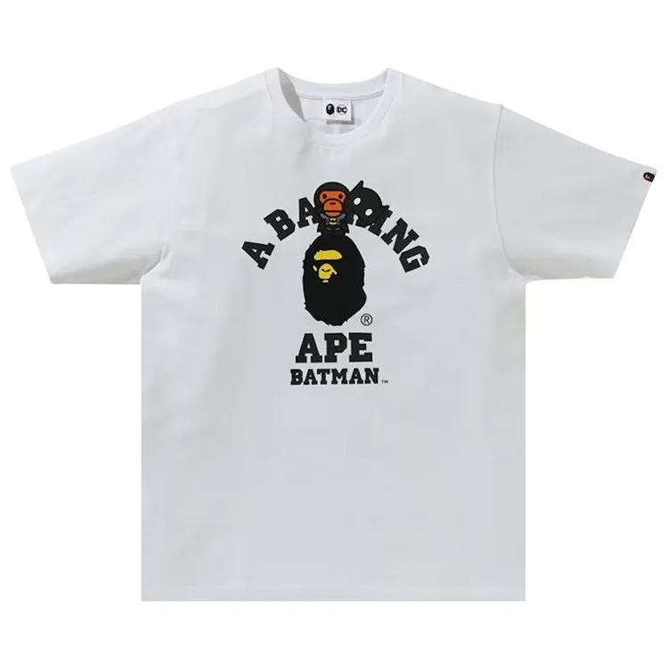 BAPE x DC Baby Milo Batman College Tee 'White', White