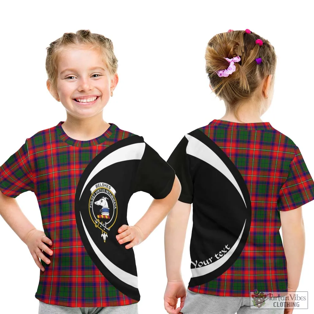 Belshes Tartan Kid T-Shirt with Family Crest Circle Style