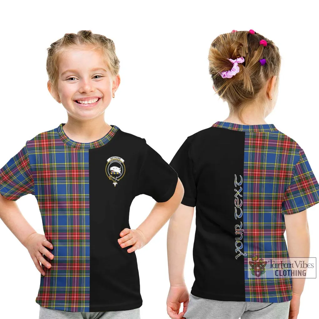 Bethune Tartan Kid T-Shirt with Family Crest and Half Of Me Style