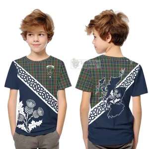 Bisset Tartan Kid T-Shirt Featuring Thistle and Scotland Map
