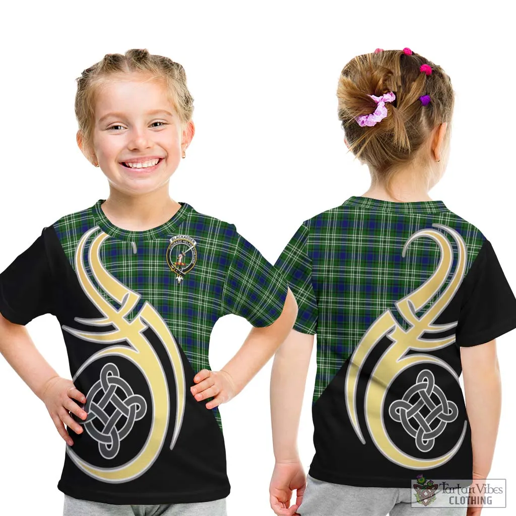 Blackadder Tartan Kid T-Shirt with Family Crest and Celtic Symbol Style