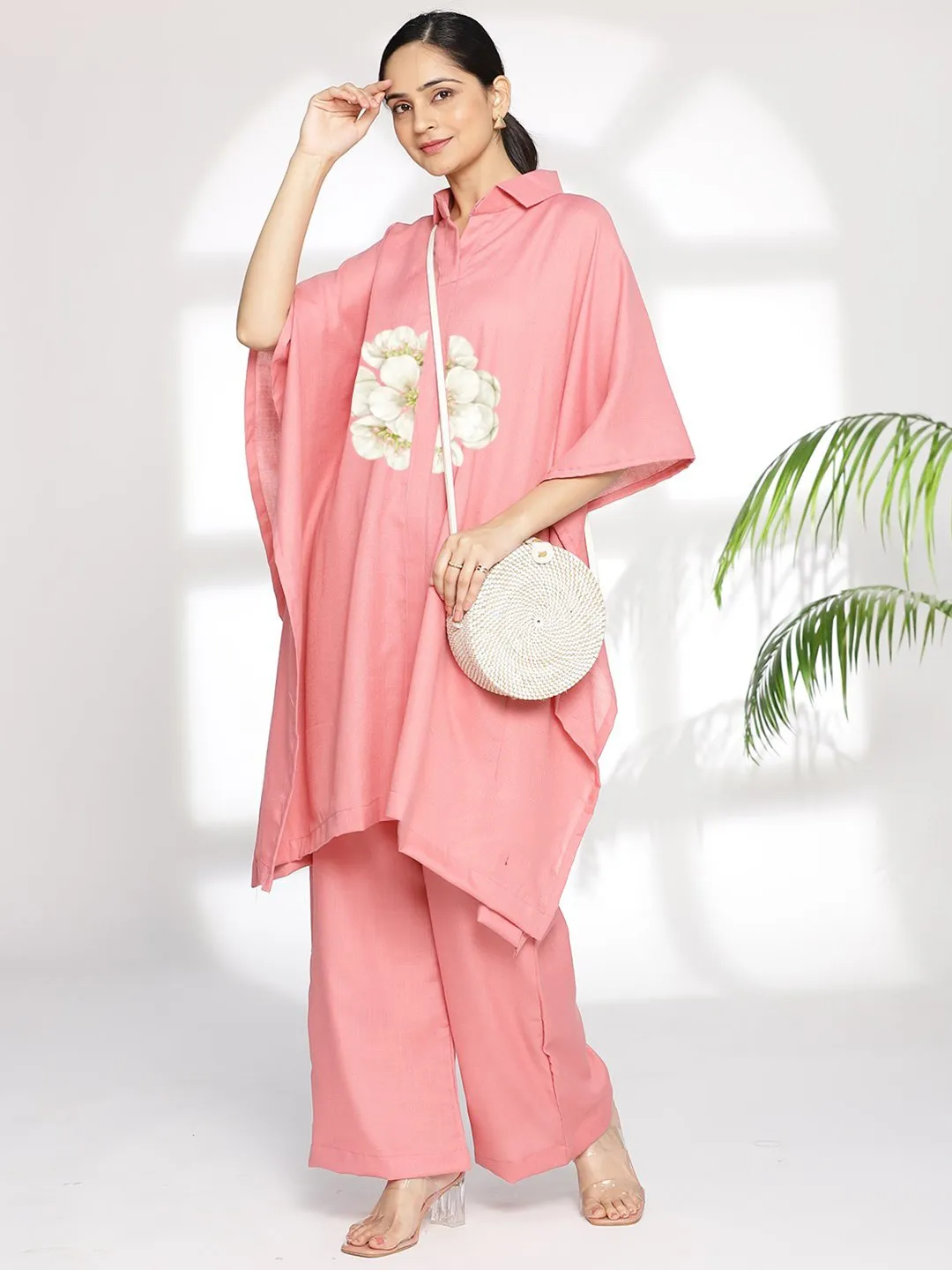 Blush CottonSlub ShirtKaftan - Cosetta