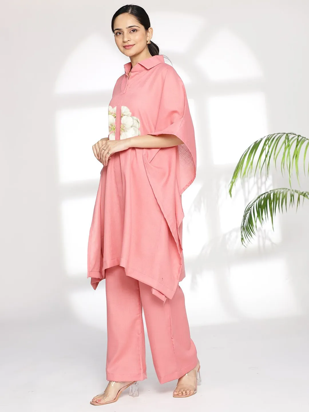 Blush CottonSlub ShirtKaftan - Cosetta