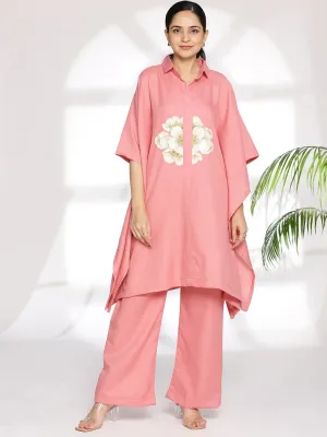 Blush CottonSlub ShirtKaftan - Cosetta
