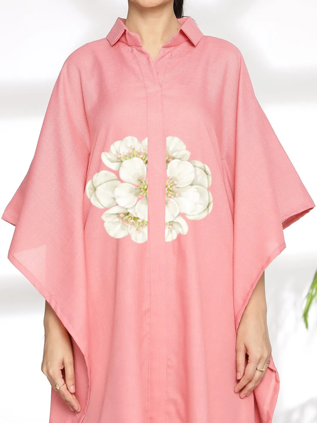 Blush CottonSlub ShirtKaftan - Cosetta