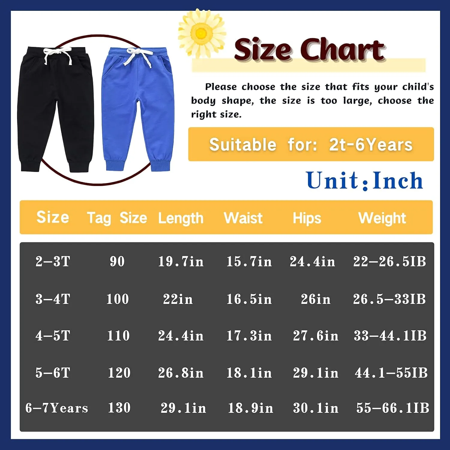 Boy's 2-Pack Pants, Toddler Cotton Pull on Jogger, Kids Dinosaur Drawstring Elastic Sweatpants