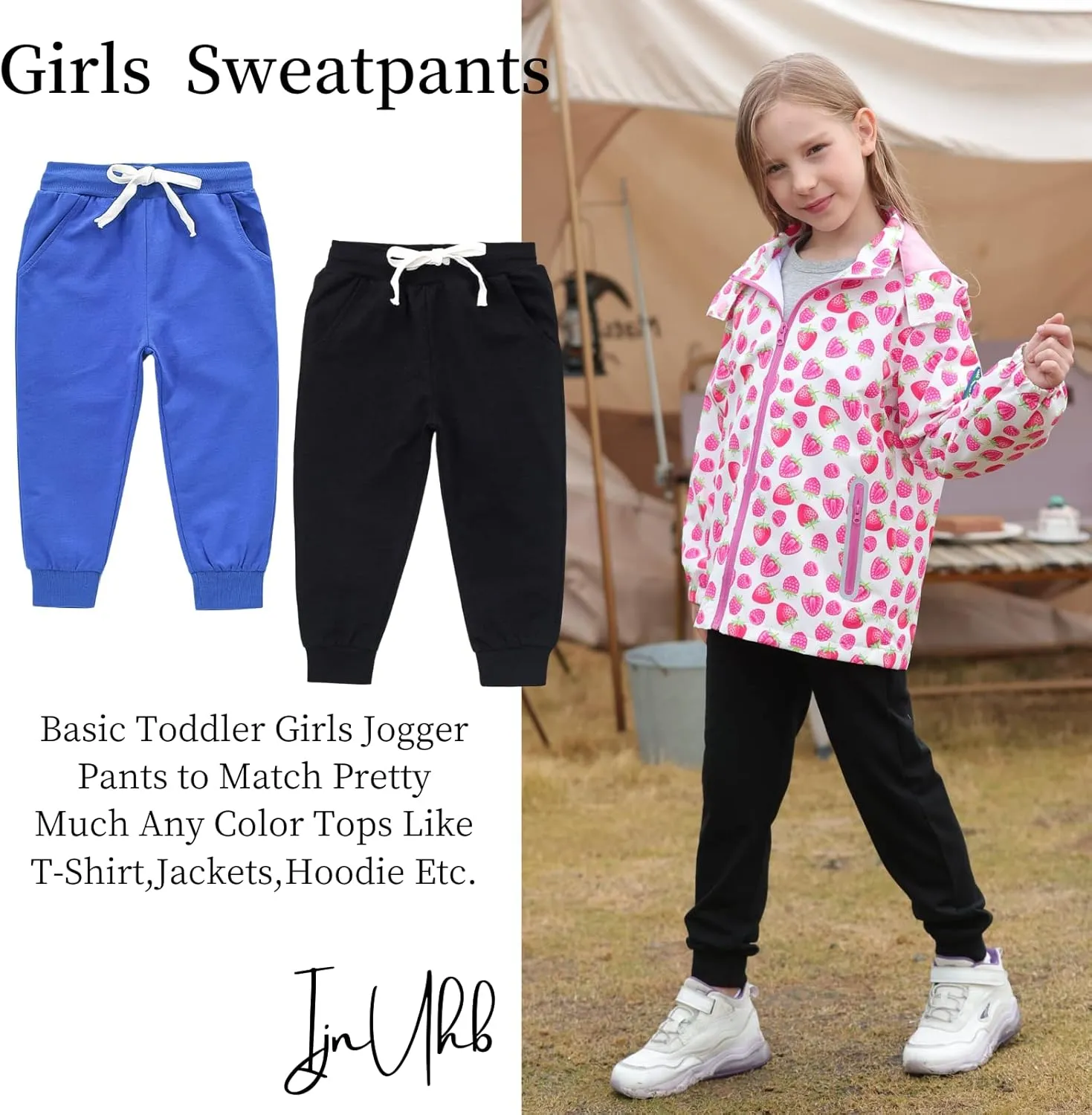 Boy's 2-Pack Pants, Toddler Cotton Pull on Jogger, Kids Dinosaur Drawstring Elastic Sweatpants