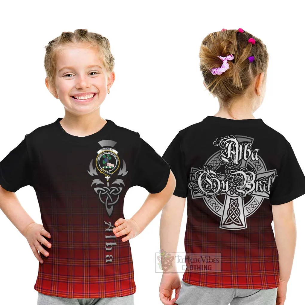 Burnett Tartan Kid T-Shirt Featuring Alba Gu Brath Family Crest Celtic Inspired