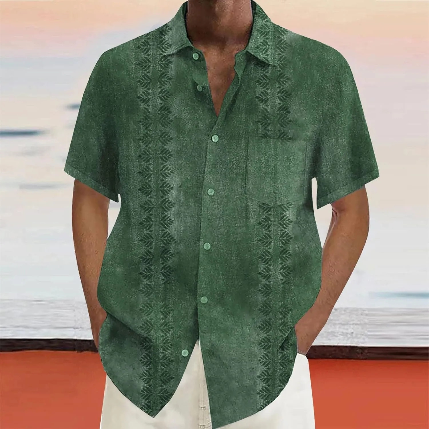 CRNTCEM Mens Solid Color Button Down Shirts 2025 Summer Regular Fit Business Dress Shirts Wrinkle Free Casual Wedding Blouses