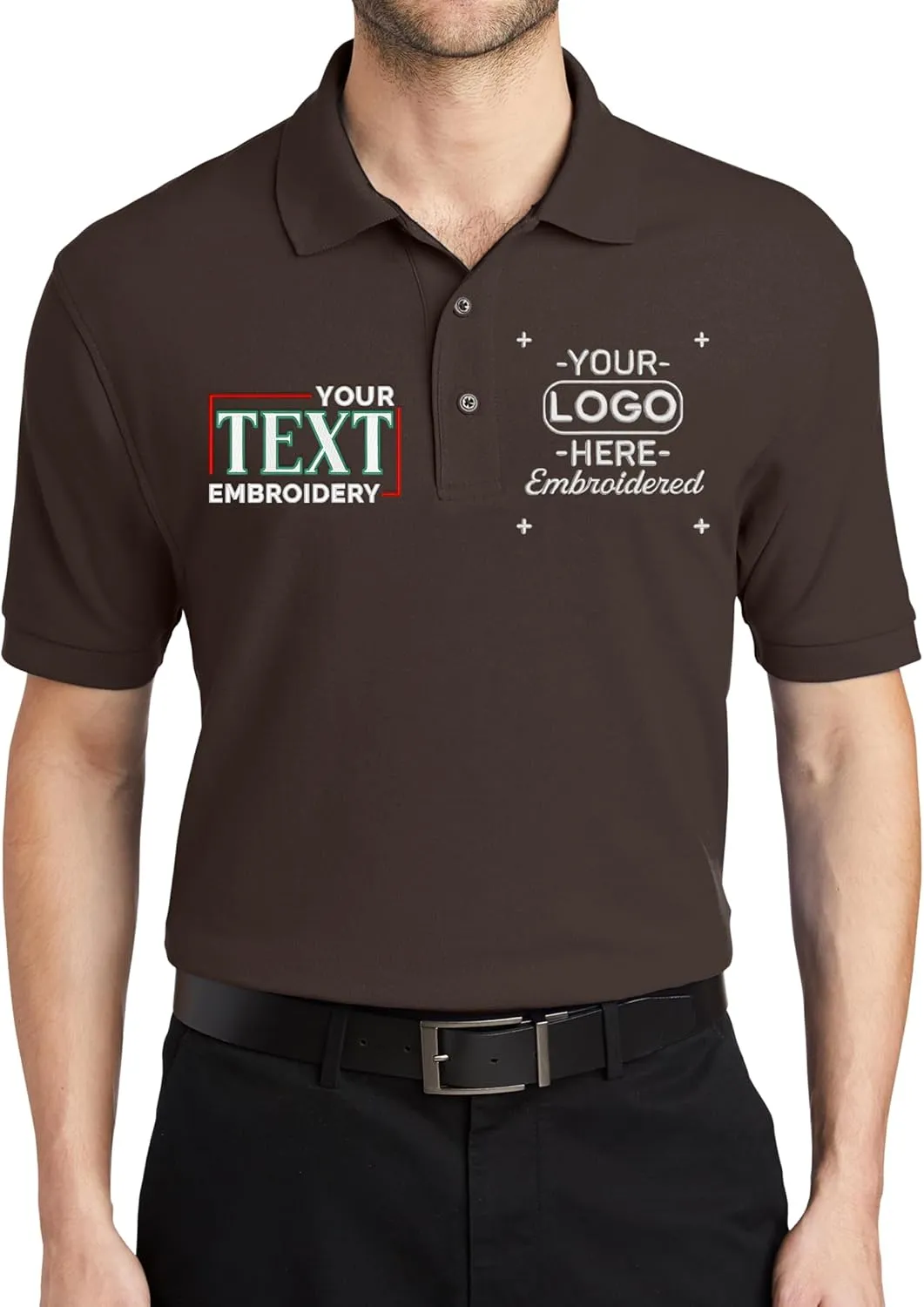 Custom Embroidered Text Polo Shirts for Men Personalized Embroidery Add Your Text Polo Shirt