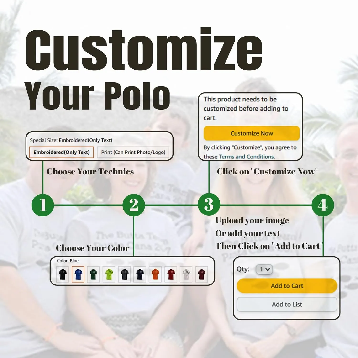Custom Shirts for Men Personalized Polo Shirt Embroidered Print Design Your Own Text Logo Name T-Shirts