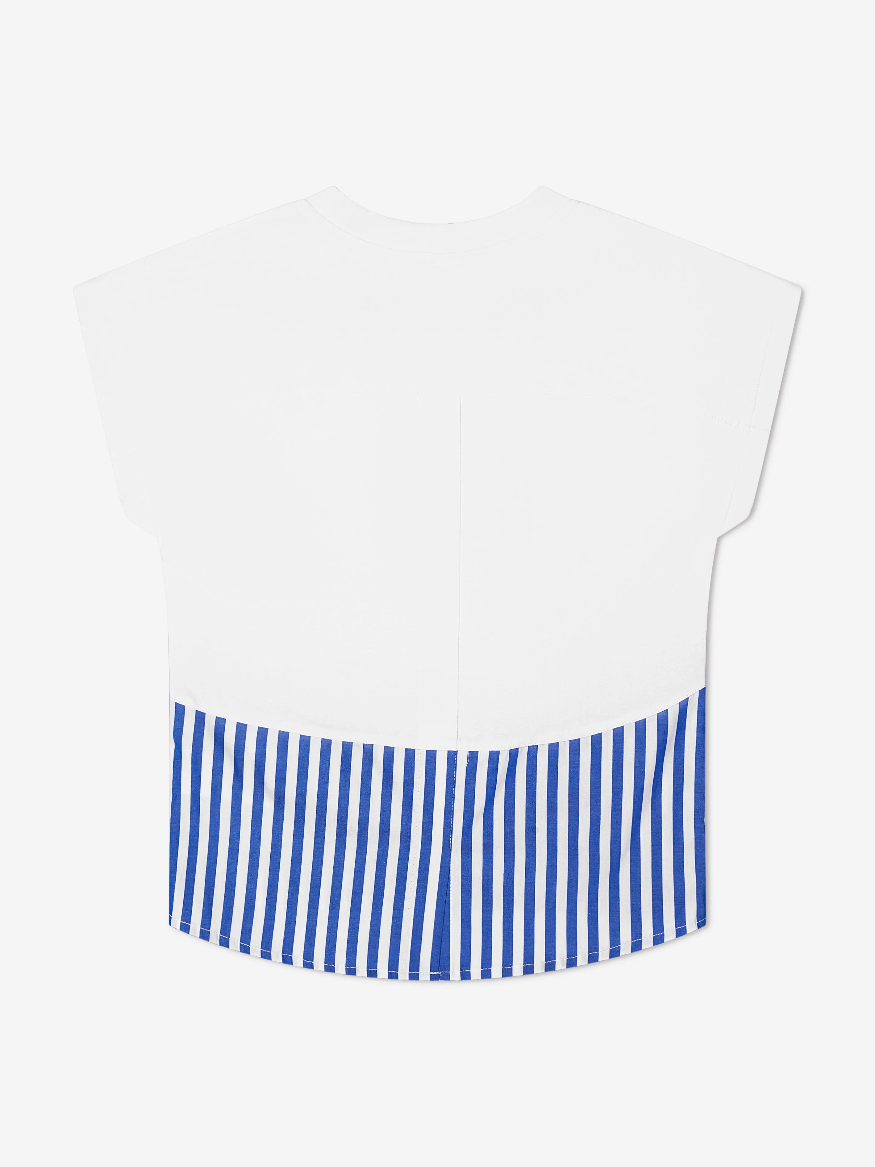 DKNY Girls Jersey And Poplin Striped T-Shirt in White