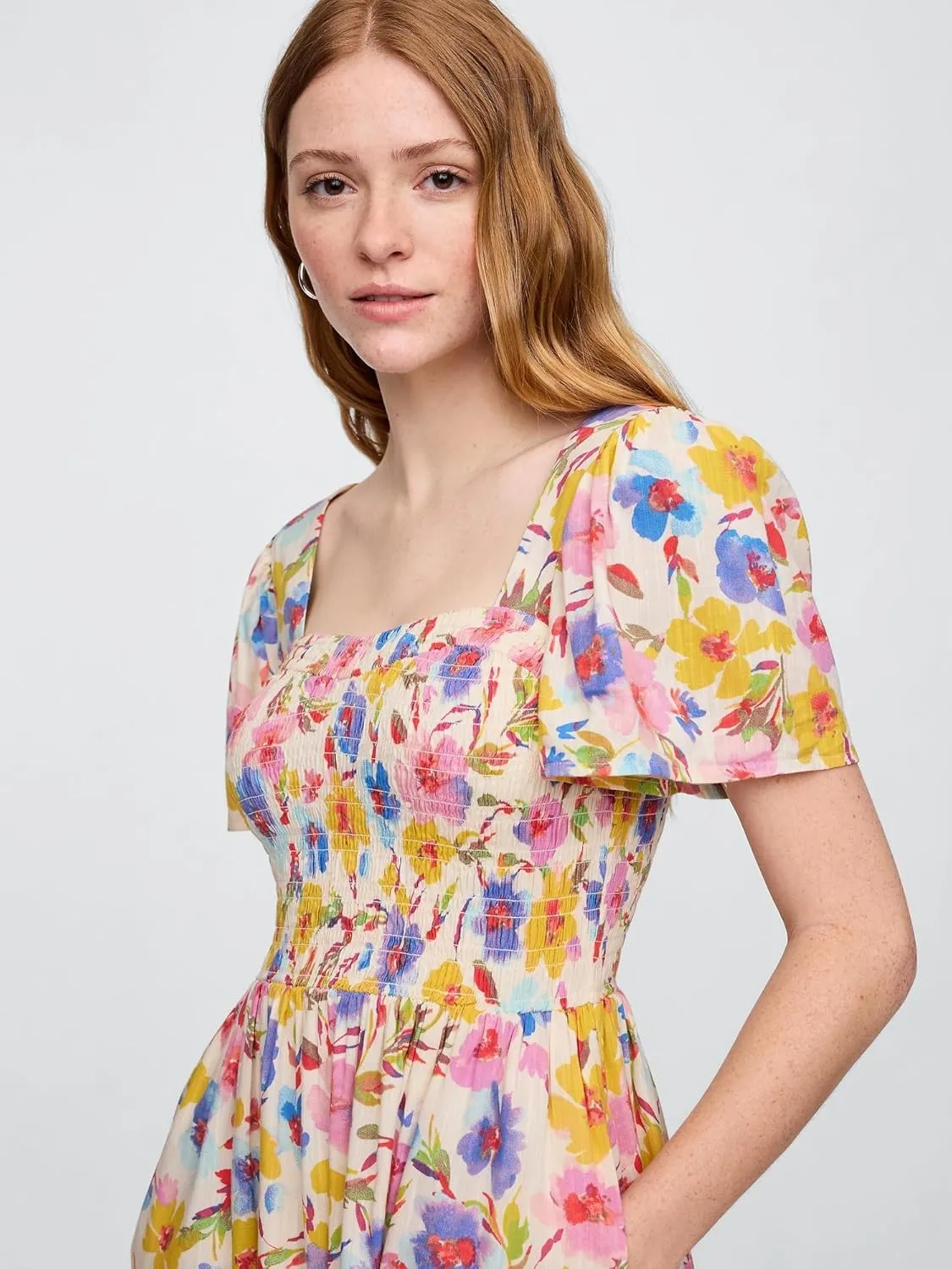 GAP Women's Smocked Midi Dress