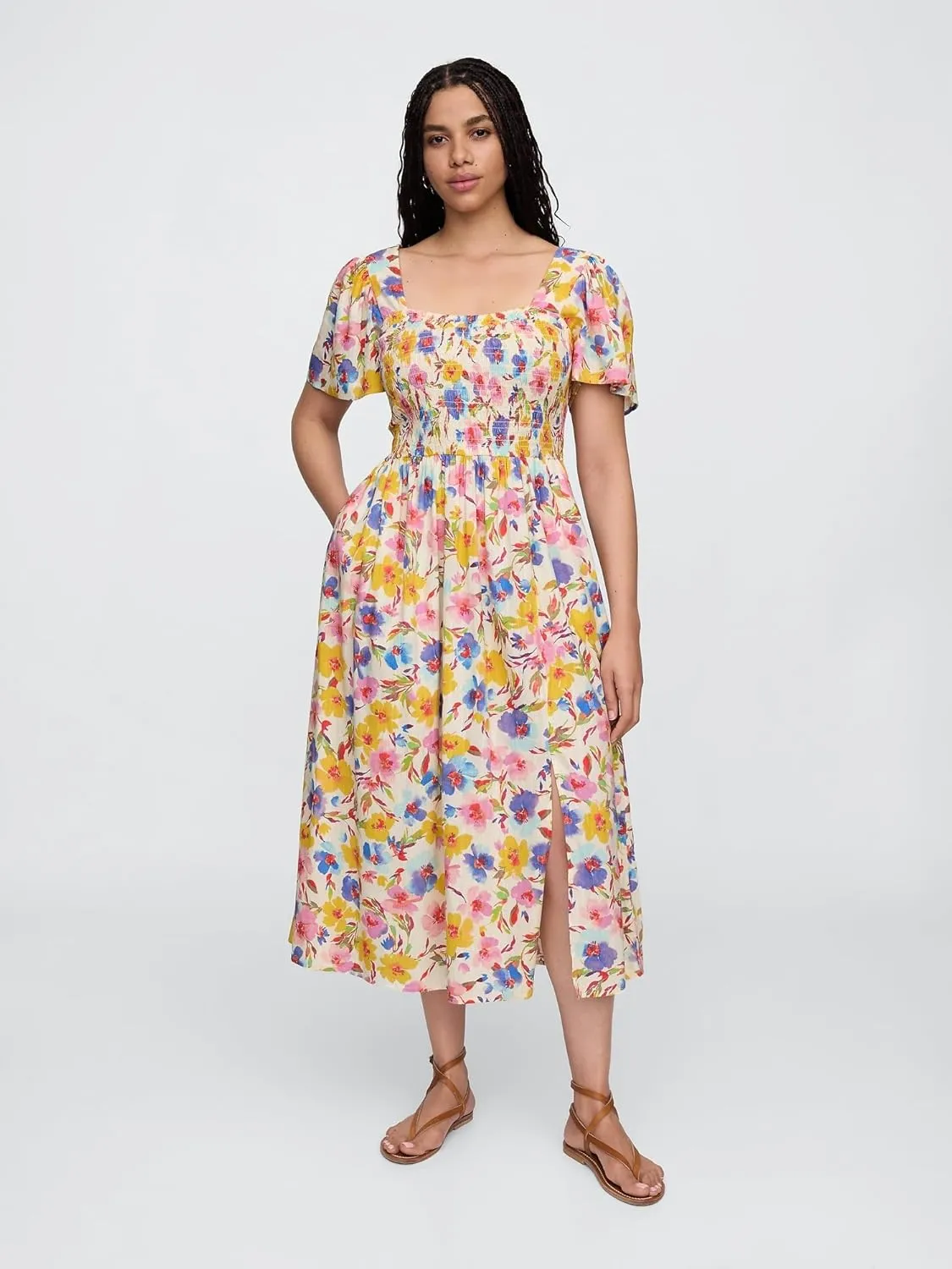 GAP Women's Smocked Midi Dress