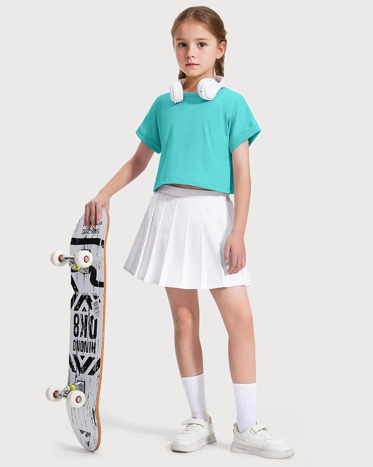 Girls Crop Tops Short Sleeve T-Shirts for Girl Crew Neck Basic Tee Size 7-14 Years