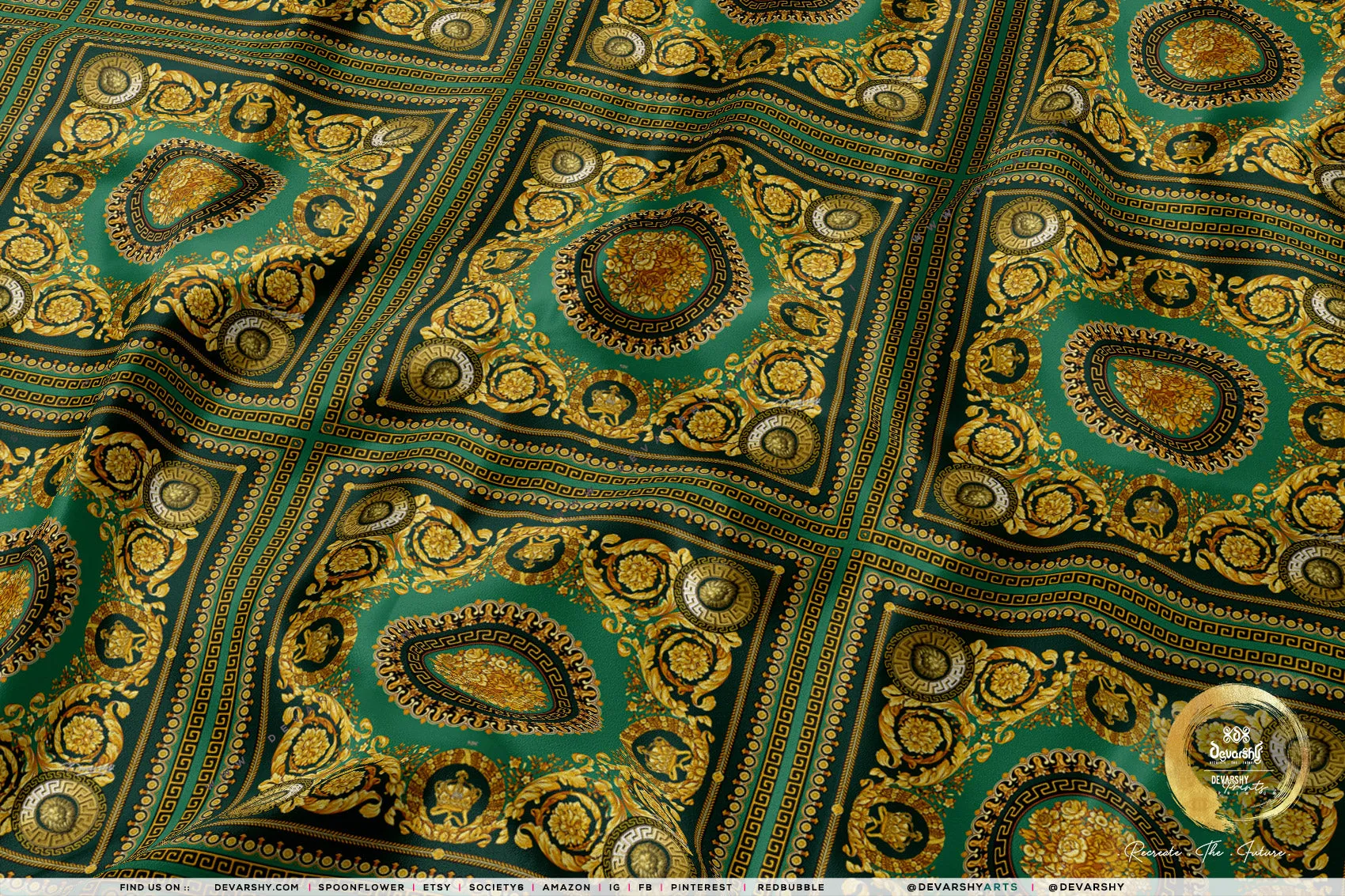 Gold Medallion Apparel Fabric 3Meters , 9 Designs | 8 Fabrics Option | Fabric By the Yard | 030