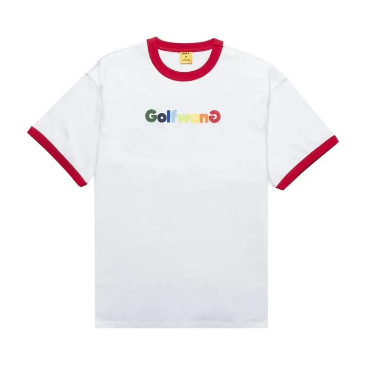 GOLF WANG Happy Logo Ringer Tee 'White/Red', white