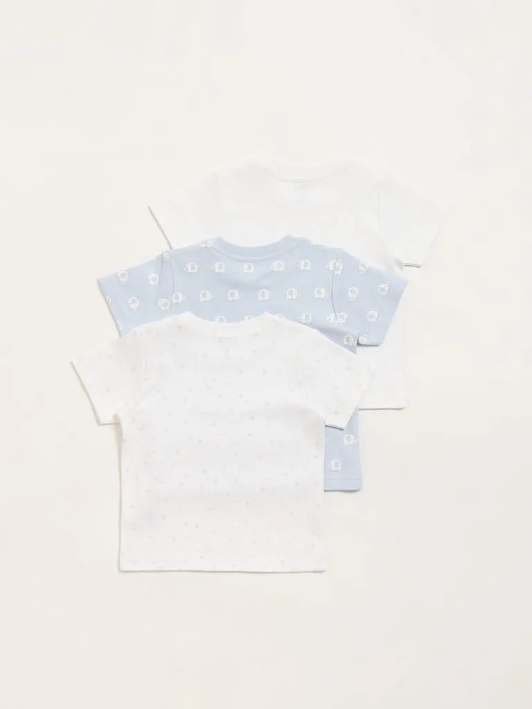 HOP Baby Blue Printed T-Shirt - Pack of 3