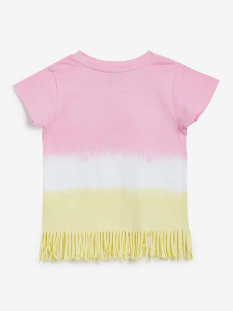 HOP Kids Pink Dip-Dye Printed Frida T-Shirt