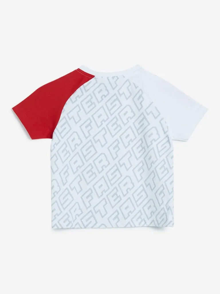 HOP Kids White Typographic Print T-Shirt