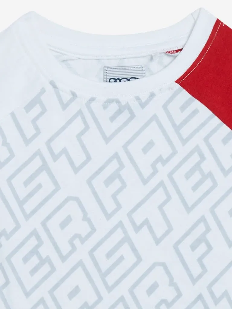 HOP Kids White Typographic Print T-Shirt