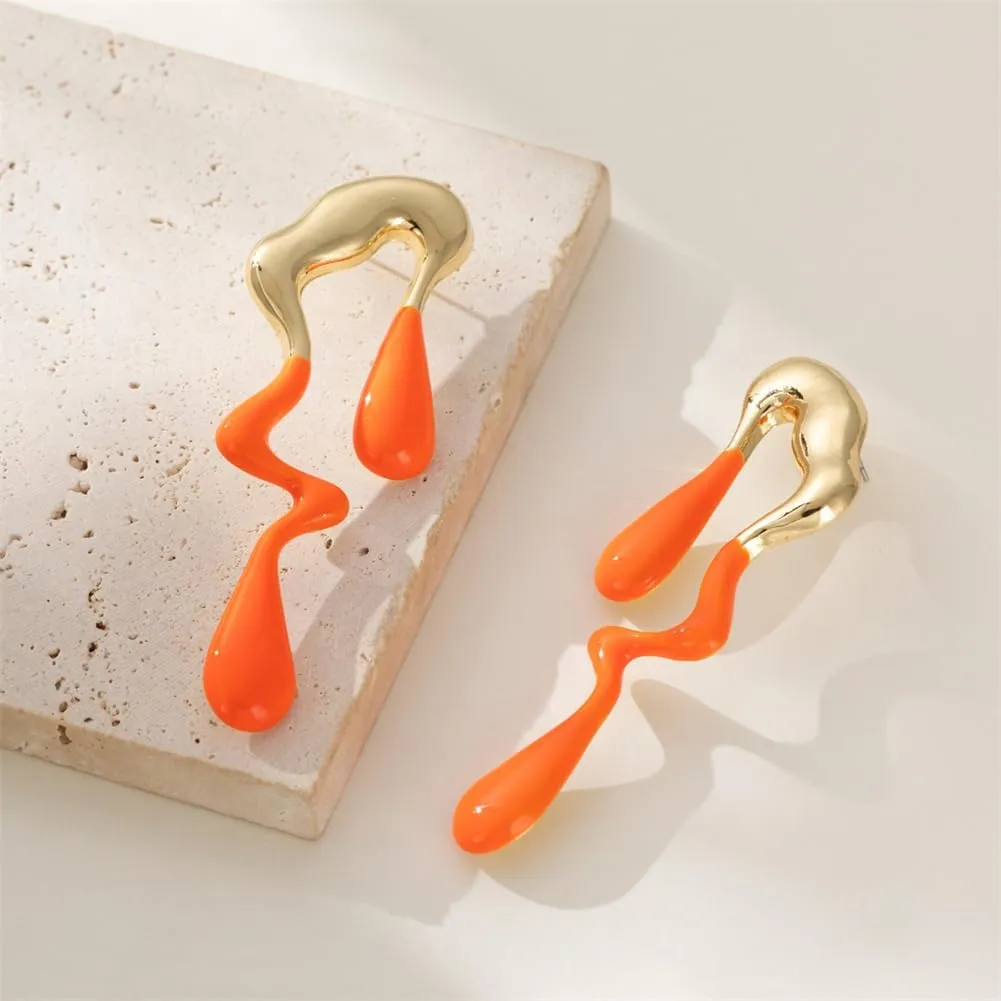 Irregular WaterDrop Earrings Melted Liquid Asymmetrical Drop Earrings for Women Embrace Minimalist Statement Earrings Jewelry