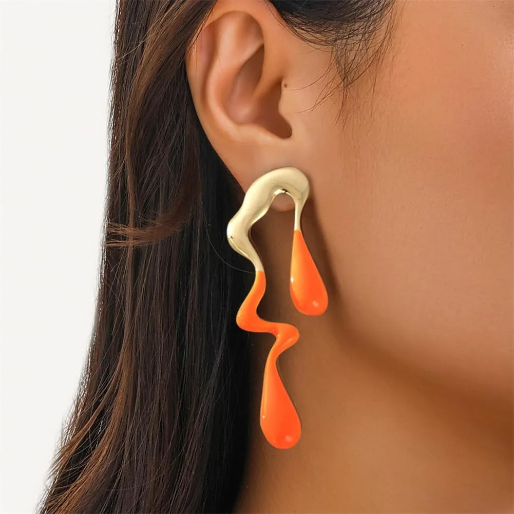 Irregular WaterDrop Earrings Melted Liquid Asymmetrical Drop Earrings for Women Embrace Minimalist Statement Earrings Jewelry