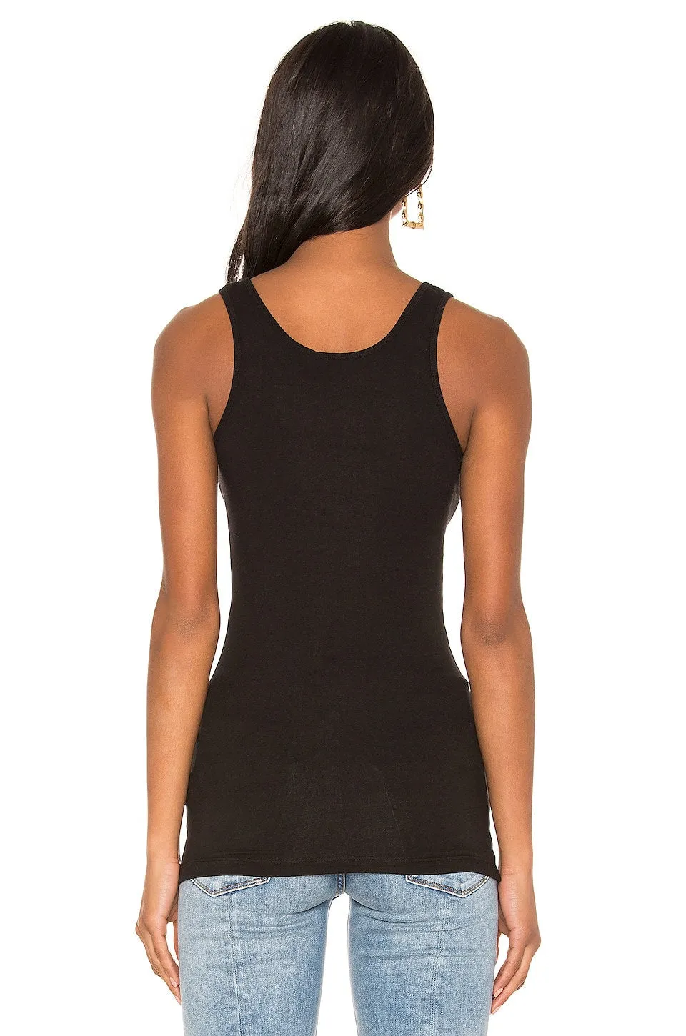 James Perse Classic Brushed Long Tank Top, black