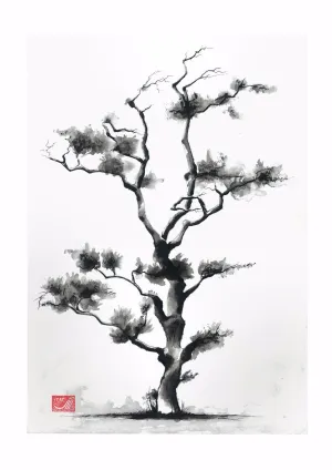 Japanese Art - Black & White Tree