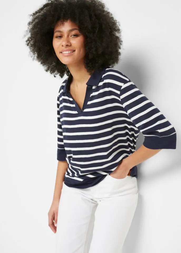 John Baner Jeanswear Oversized Polo Shirt, Blue