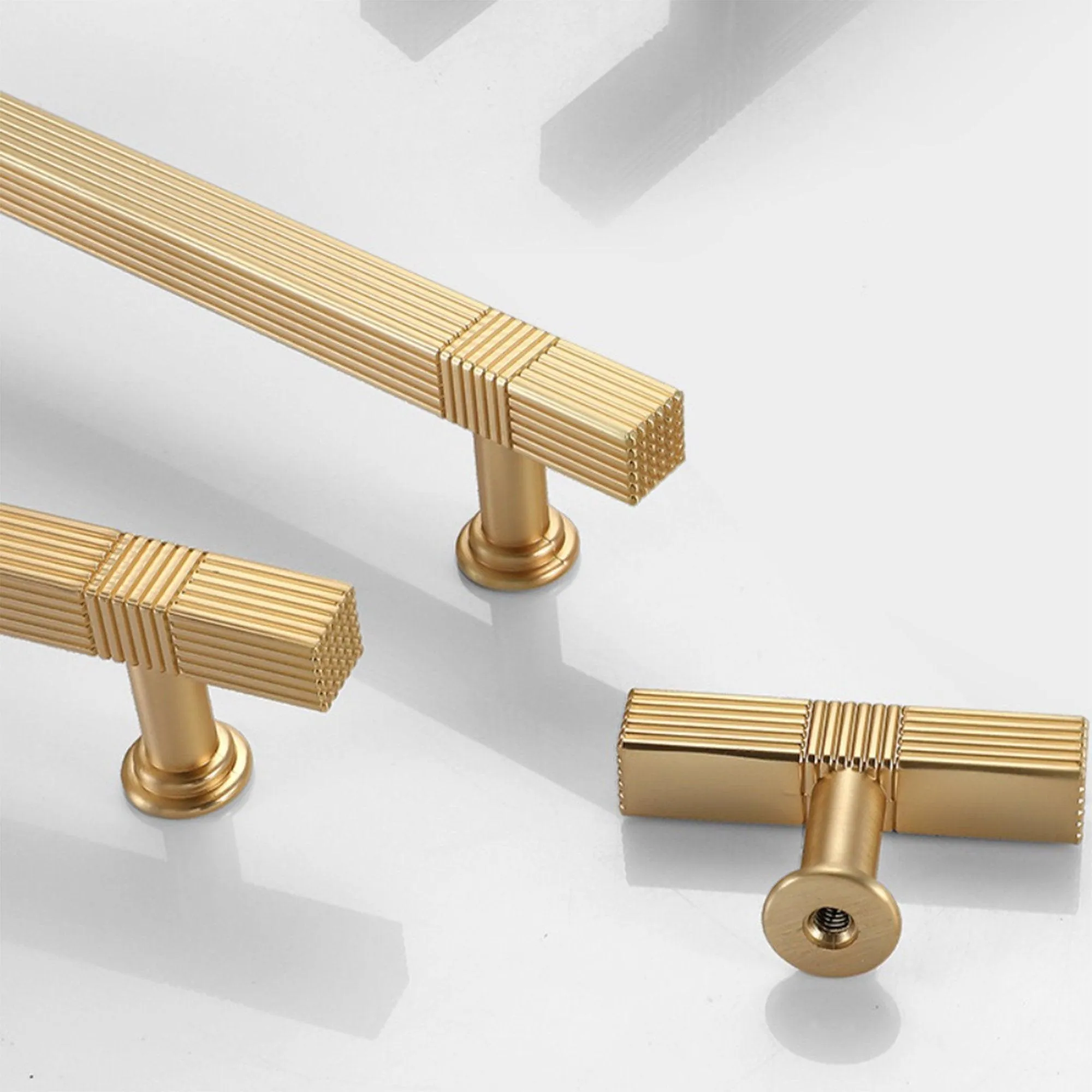 Light Luxury Stripe Nickel Finish Cabinet Bar Pulls T-Bar Knobs