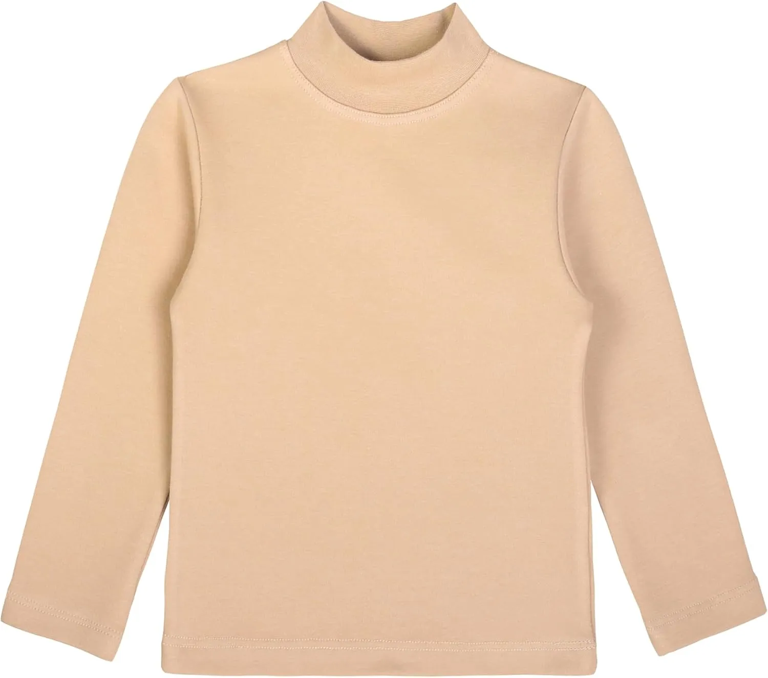 Lilax Girls' Basic Long Sleeve Mock Turtleneck Cotton T-Shirt