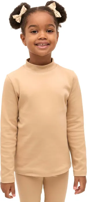 Lilax Girls' Basic Long Sleeve Mock Turtleneck Cotton T-Shirt