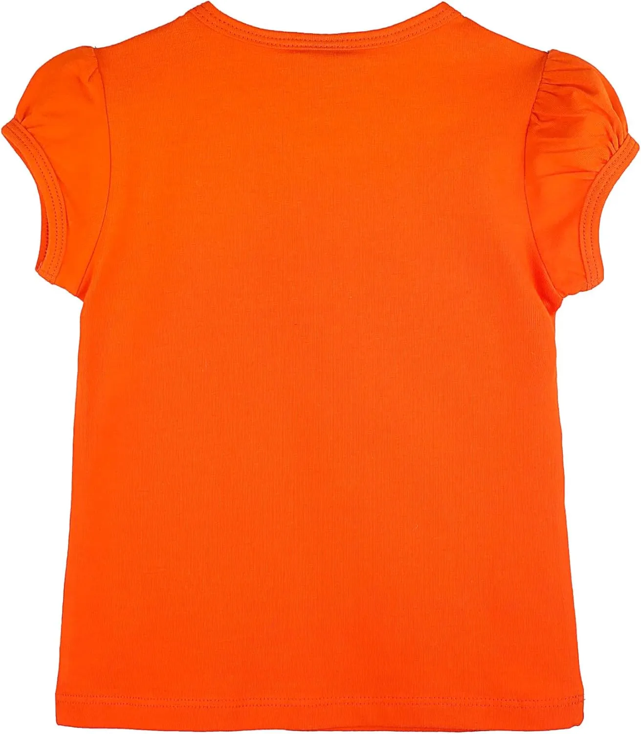 Lilax Girls' Basic Short Puff Sleeve Round Neck Cotton T-Shirt