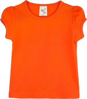 Lilax Girls' Basic Short Puff Sleeve Round Neck Cotton T-Shirt