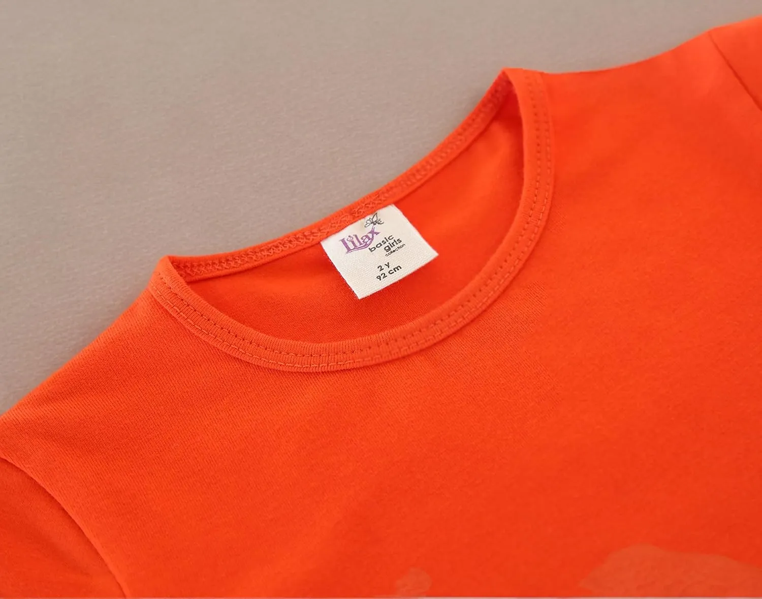 Lilax Girls' Basic Short Puff Sleeve Round Neck Cotton T-Shirt