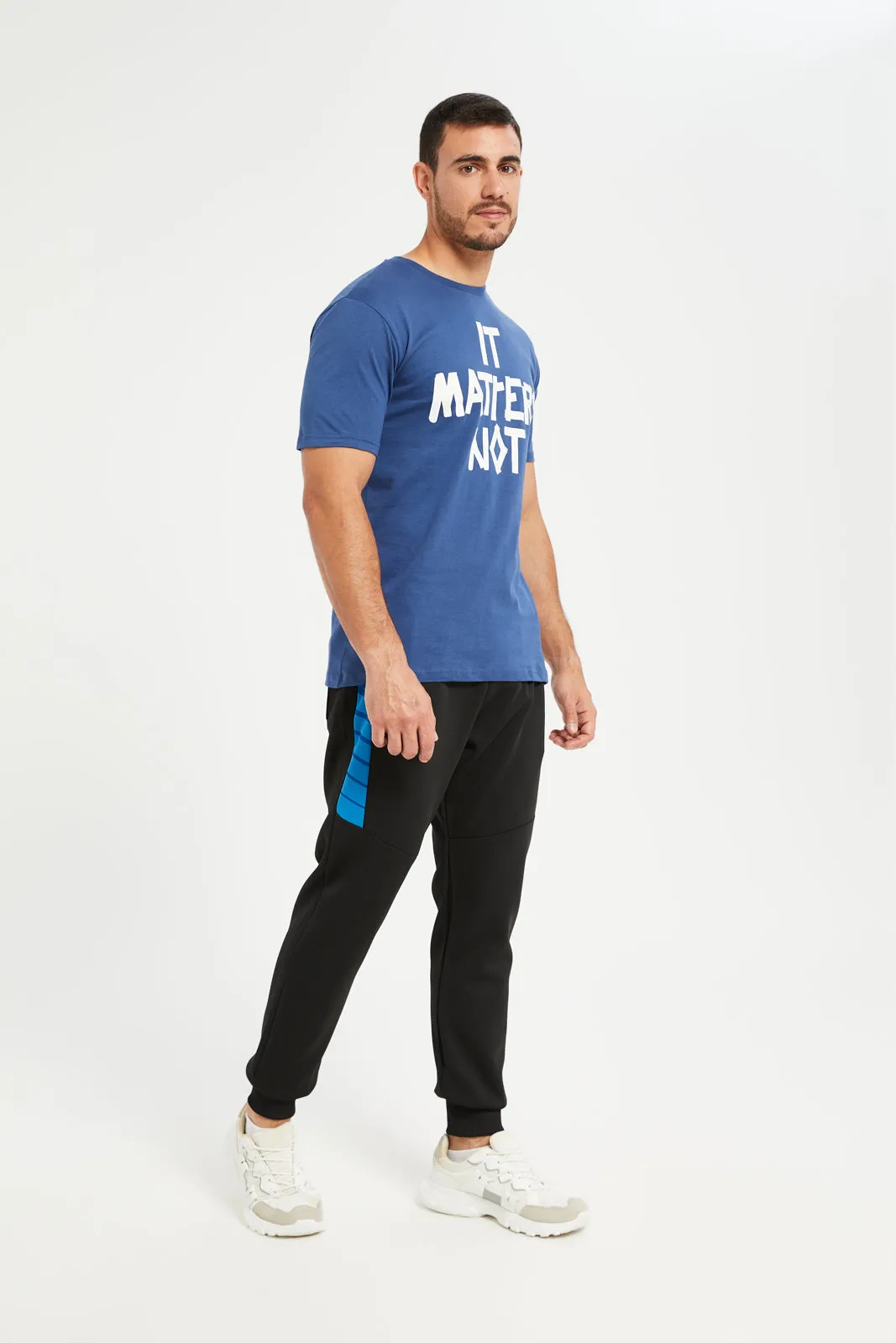 Men Navy Printed Basic T-Shirt