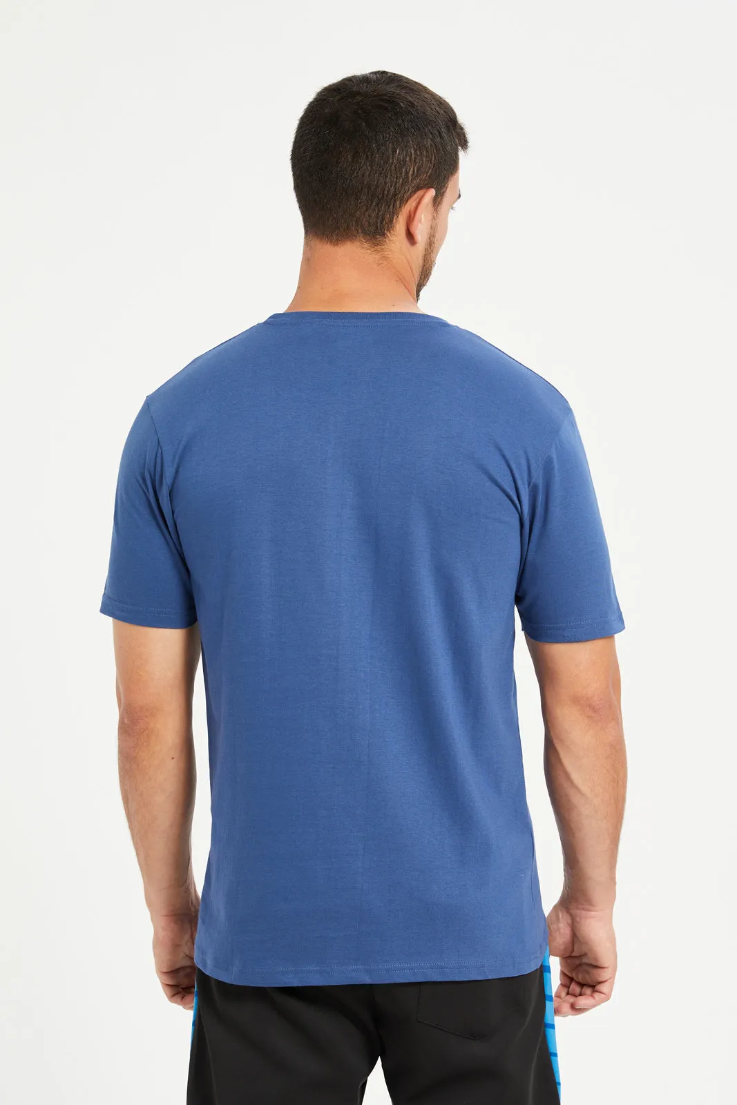 Men Navy Printed Basic T-Shirt