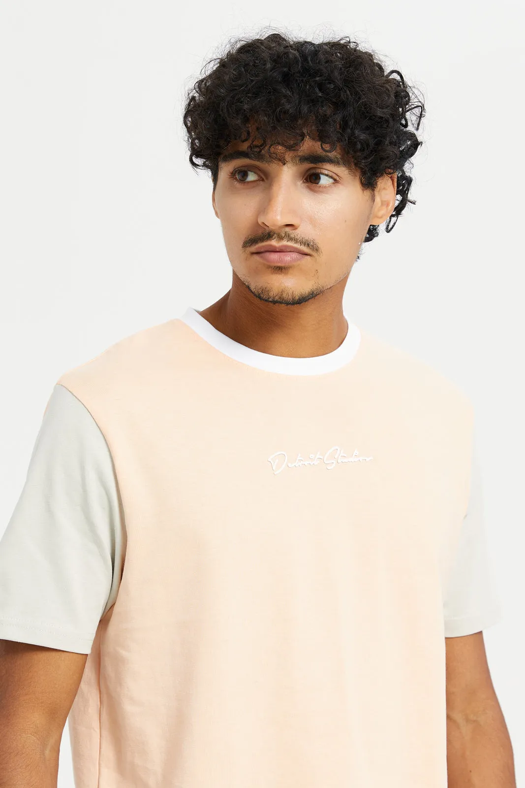 Men Pink And Mint Printed Oversized T-Shirt