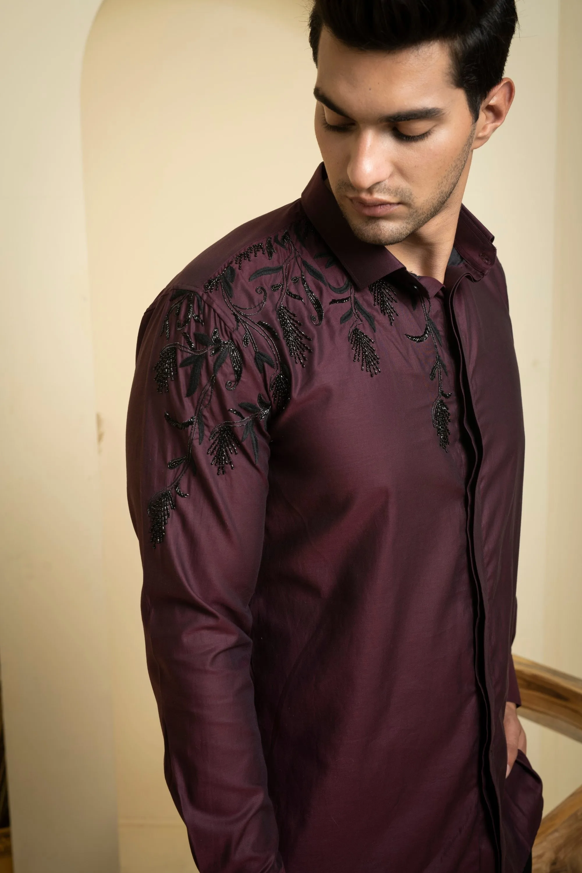 Men's Burgundy Color Daze Full Sleeves Shirt - Hilo Design
