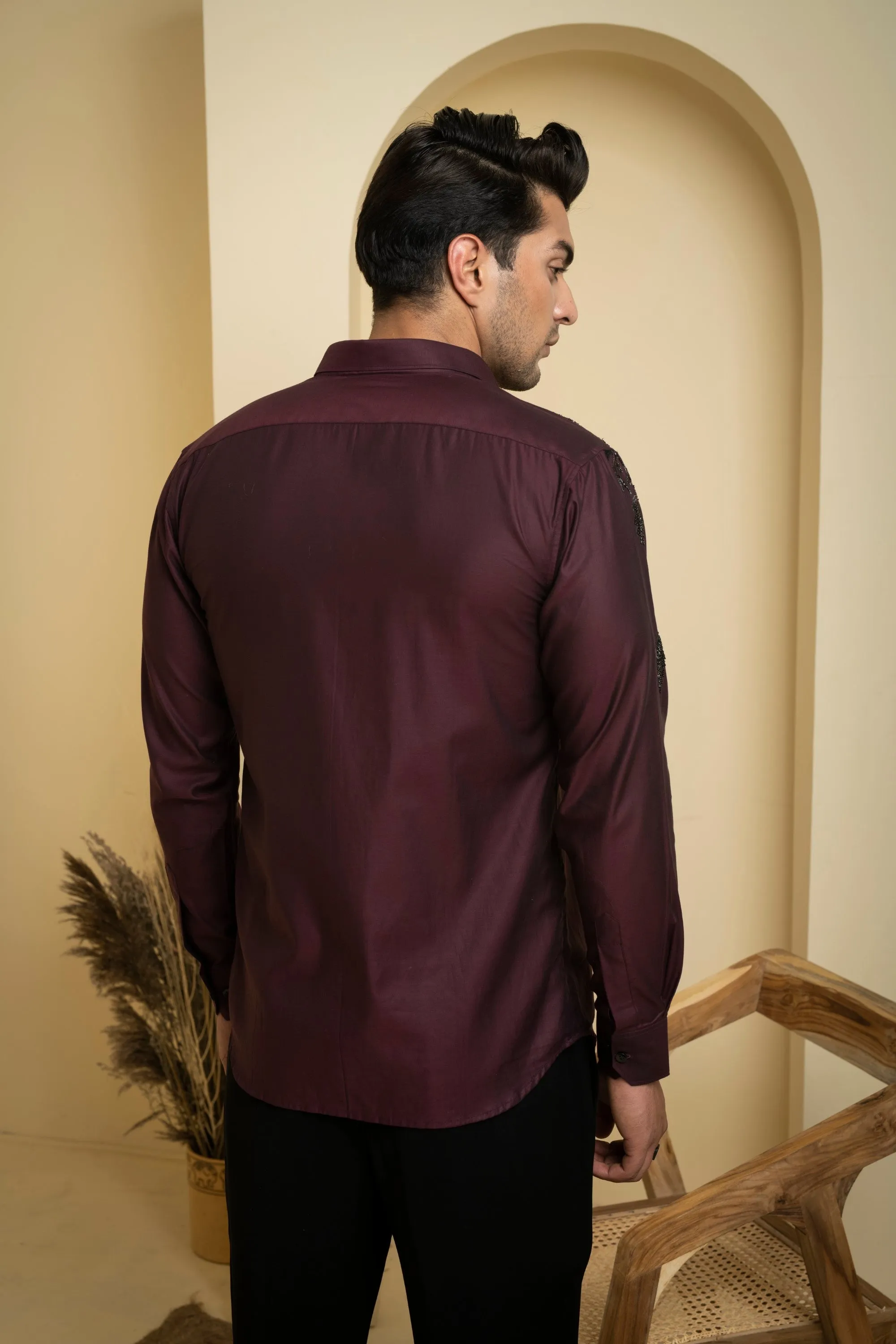 Men's Burgundy Color Daze Full Sleeves Shirt - Hilo Design