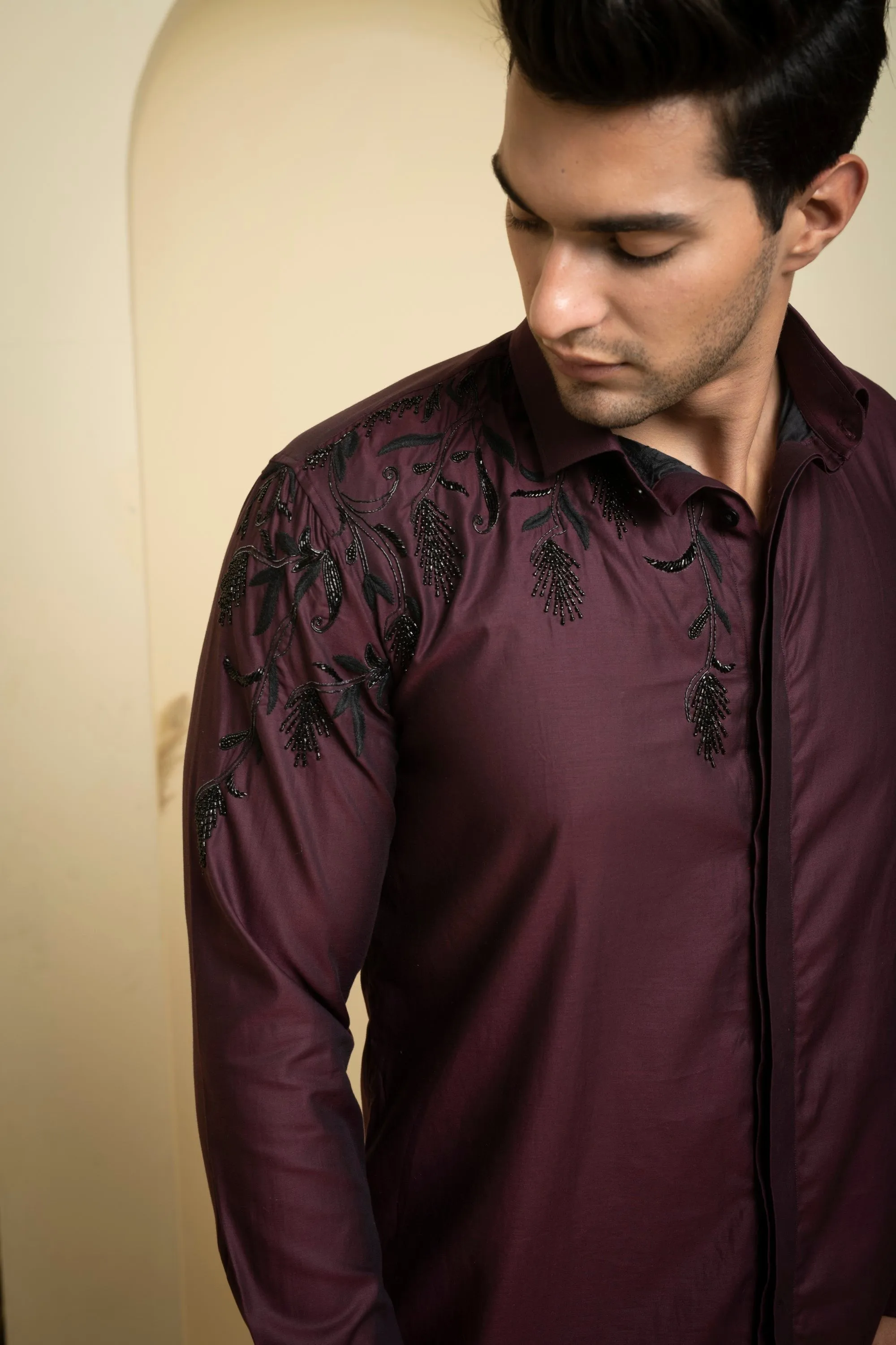 Men's Burgundy Color Daze Full Sleeves Shirt - Hilo Design