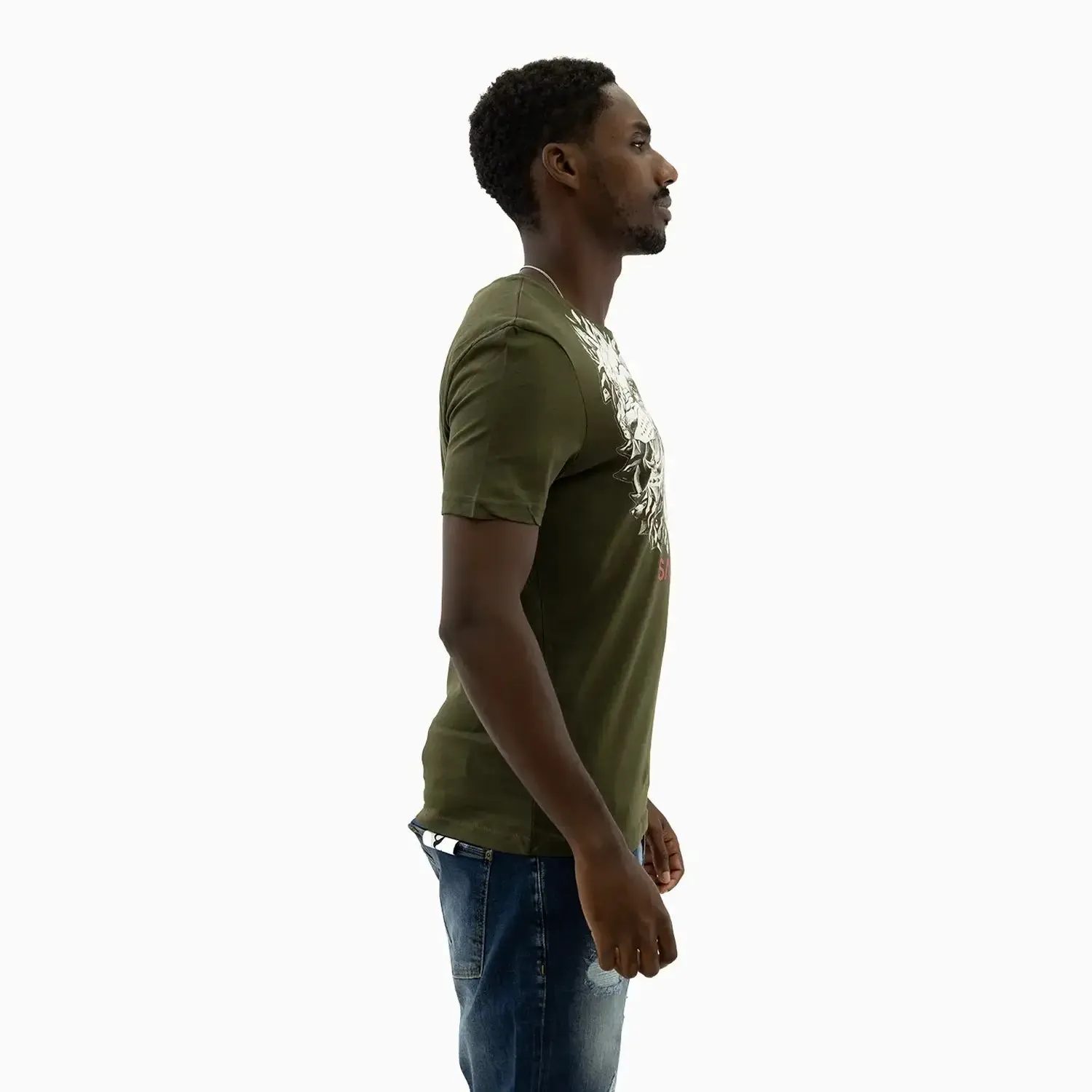 Men's Lion Graphics Crew Neck T-Shirt